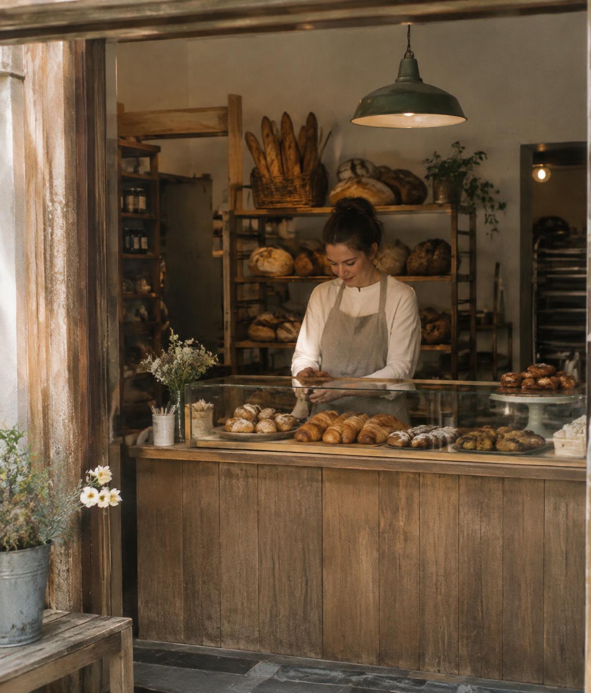 An independent baker preparing pastries